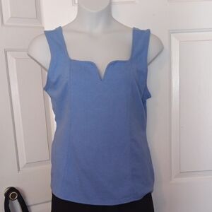 Ava & Viv Light Blue Sleeveless Tank with Notch Neck